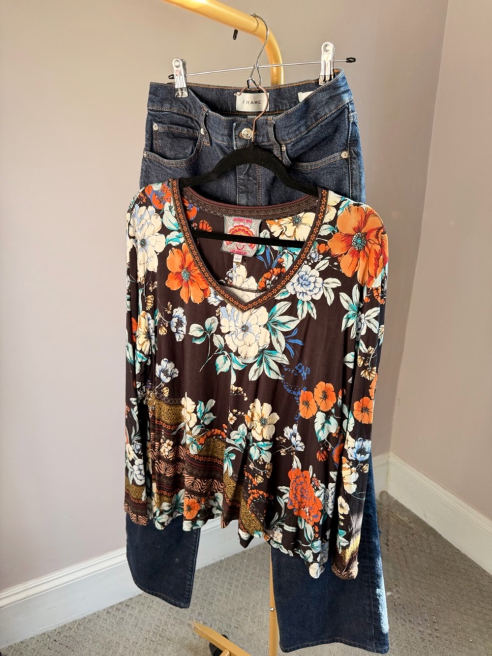Johnny Was Golden Spring Favorite Floral Long Sleeve Top Bamboo Blend Boho Large - Picture 7 of 10